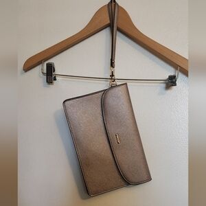 Metallic Gold Clutch With Wrist Strap